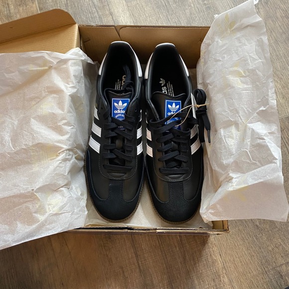 Adidas Samba OG Mens Core Black White Gum Leather Sneakers B75807 Size 11 NEW - Picture 5 of 9